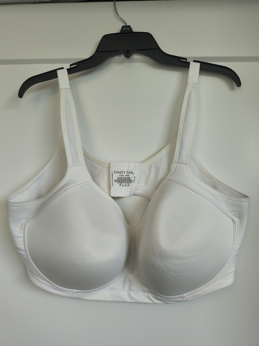 Vanity Fair Lingerie Sport Full Figure Wireless White Bra 71500 44D